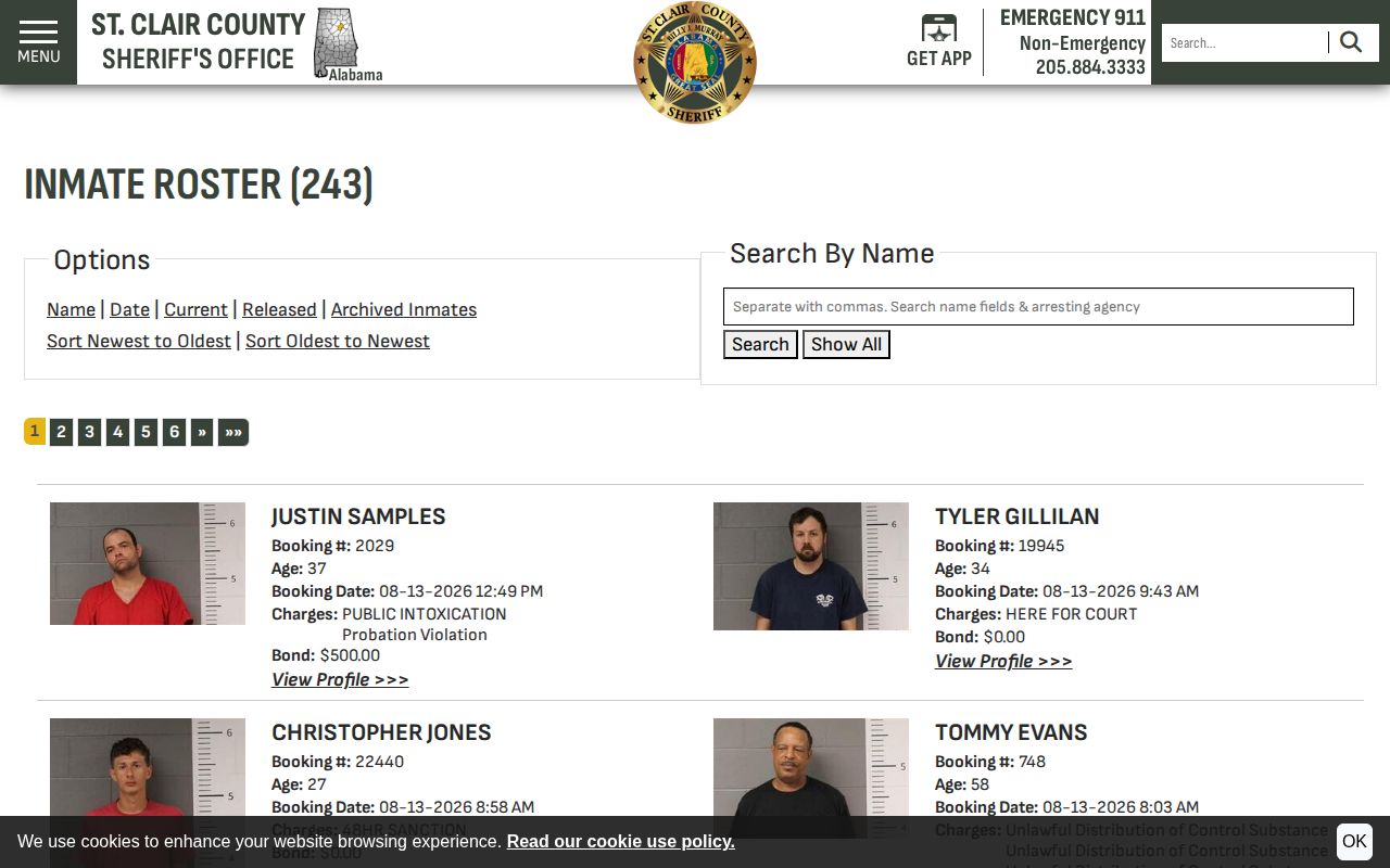 Newest St. Clair County current booking records