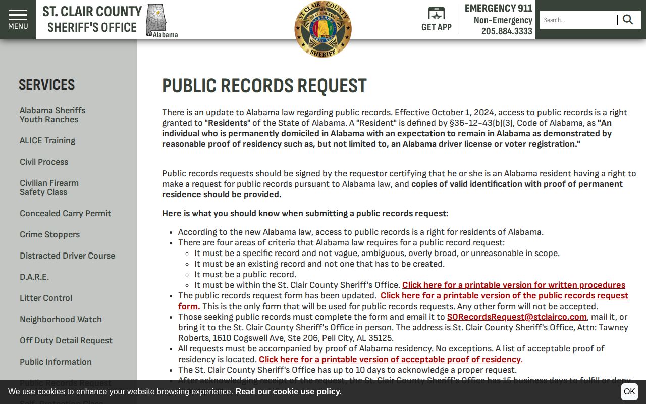 St. Clair County booking record request instructions