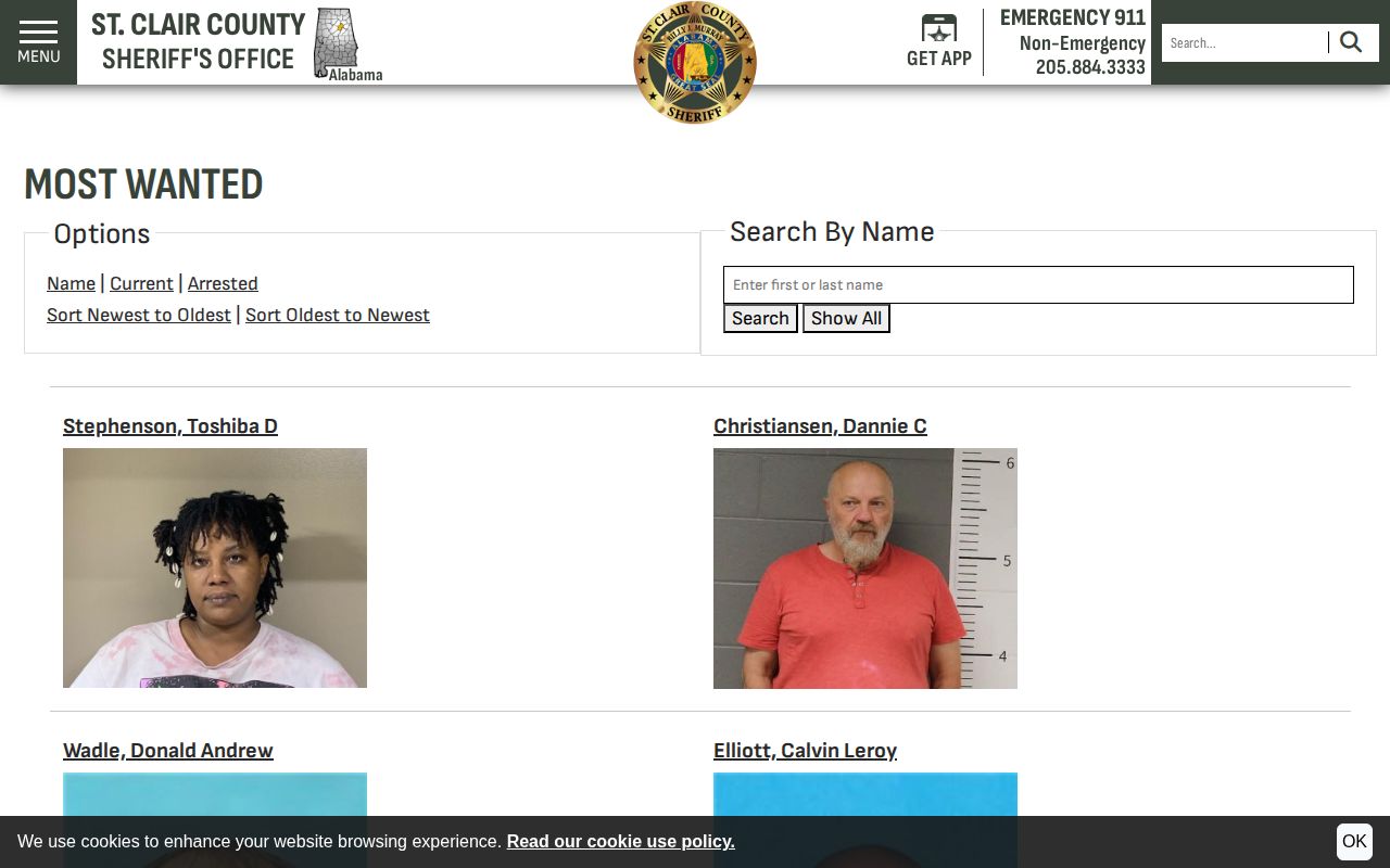 St. Clair County wanted fugitives official sheriff record interface